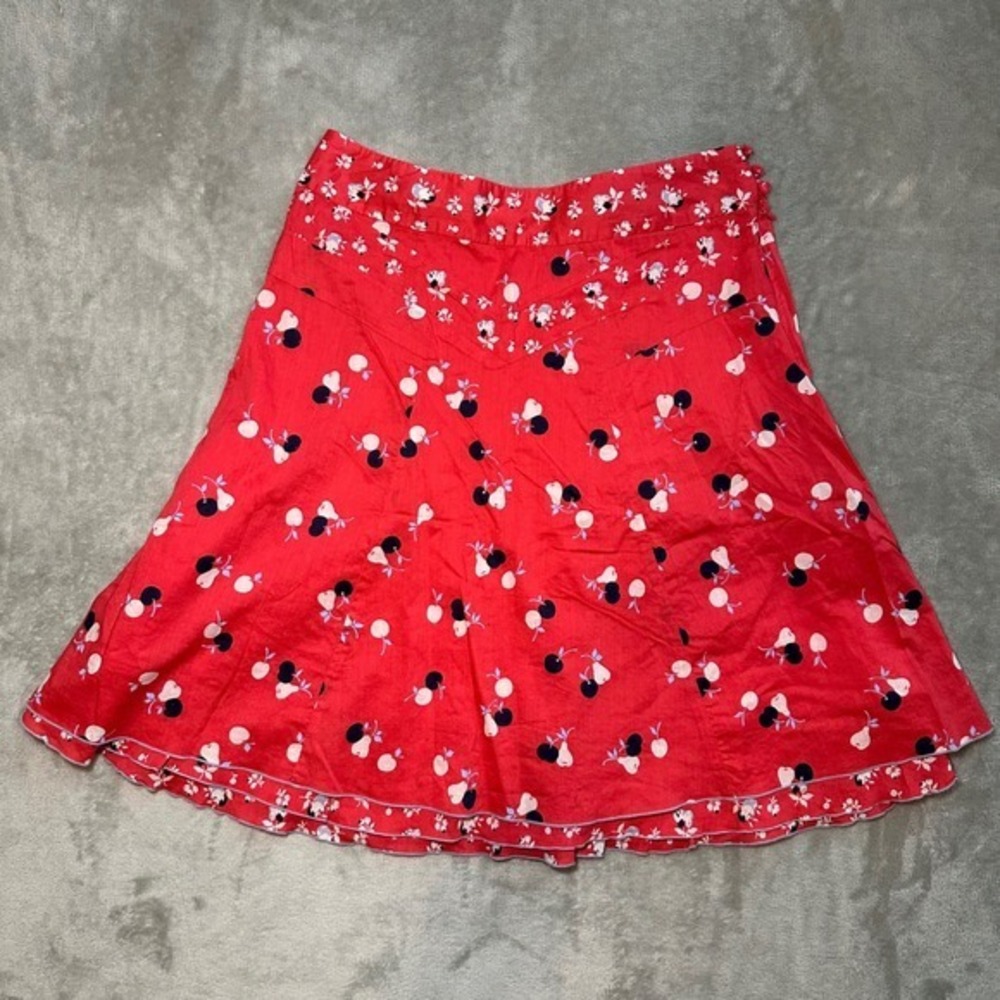 American Eagle Women Size 0 Fruit Print A-Line Mini Skirt Apple Pear Novelty Red